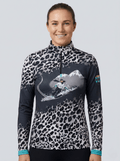 Gutski dames skipully donkergrijs antraciet met turquoise details.