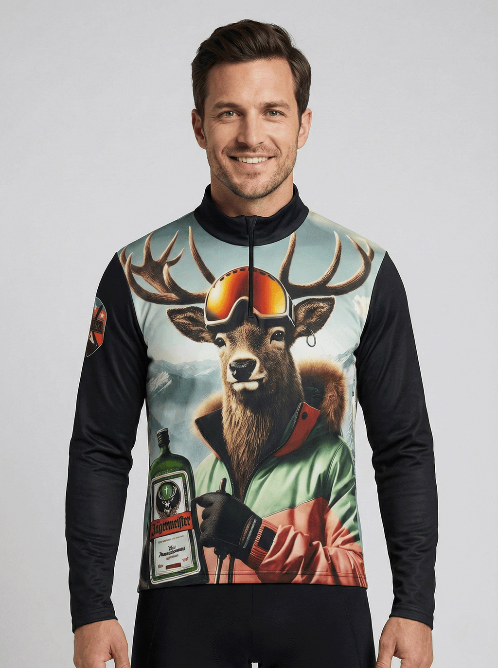 Vooraanzicht van de flying hirsch skipully met zwarte mouw