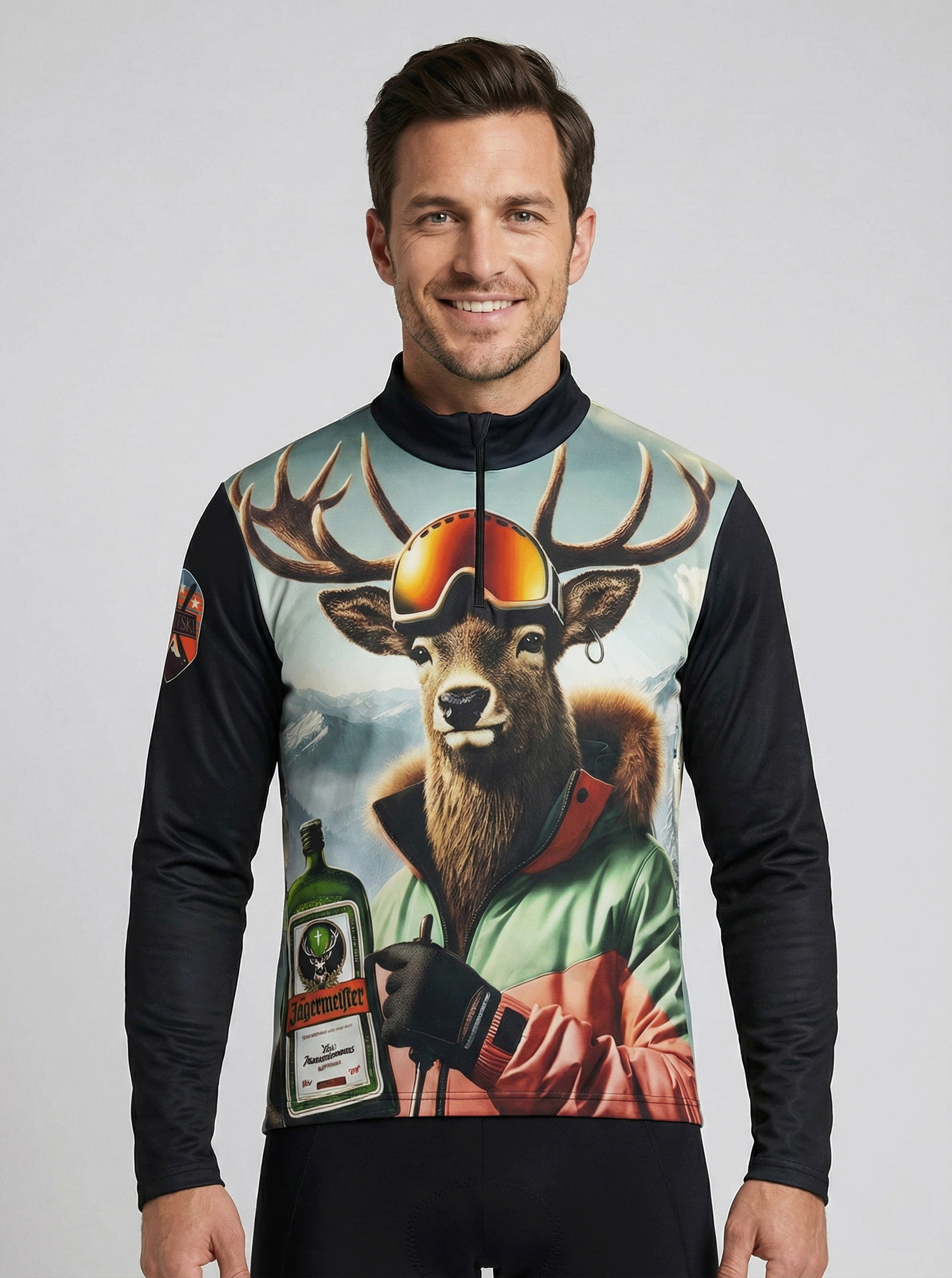 Vooraanzicht van de flying hirsch skipully met zwarte mouw